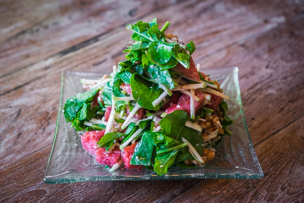An organic vegetarian raw salad in a restaurant of Ubud, Bali.
