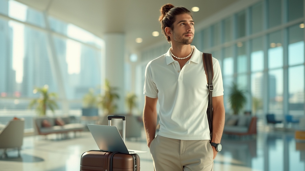 Digital nomad in airport