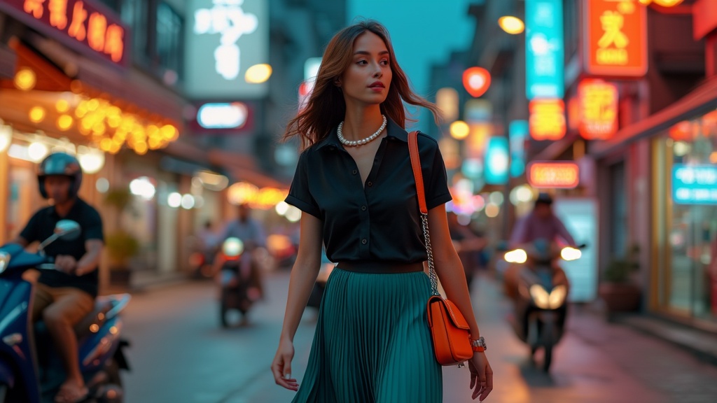 Chic digital nomad woman