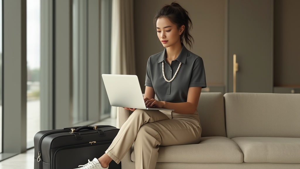 Stylish digital nomad working